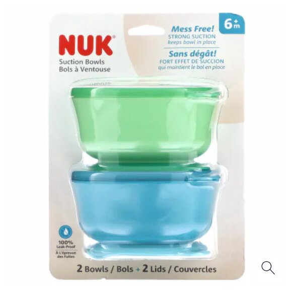 5/$20 - 2-Pack NUK Suction Bowls with Lids - Picture 1 of 8
